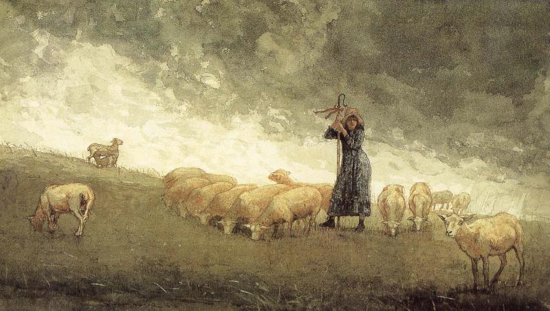 Winslow Homer Shepherdess still control the sheep